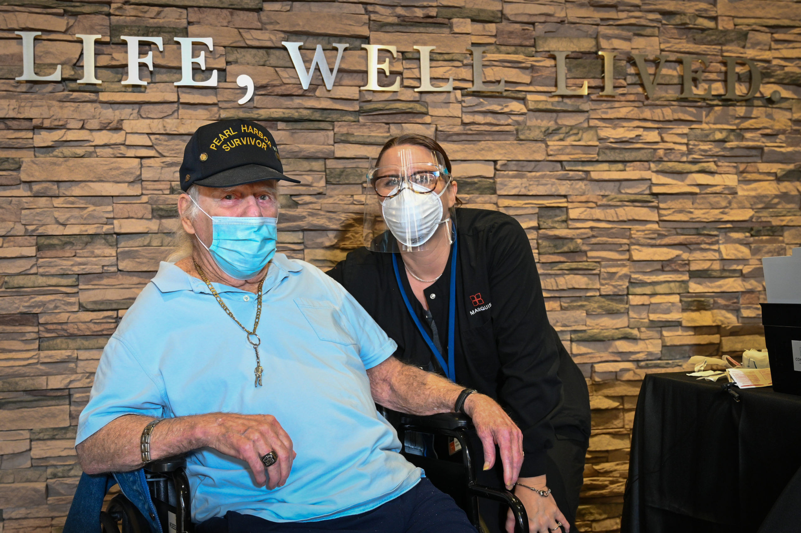 Marquis’ Ed Johann and Director of Nursing, Jordan Stanley were among the nation’s first senior living care residents and staff members to receive the vaccine. COVID-19 Vaccine.